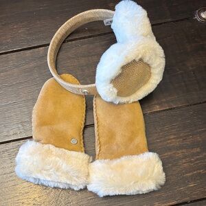 YCozy Tan and Cream Kids Earmuffs and Mittens Set